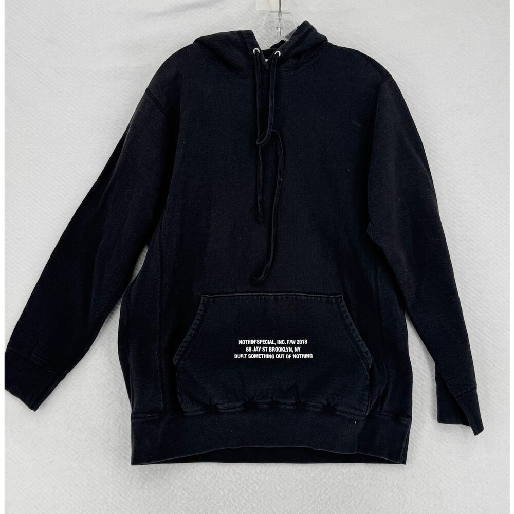 No Thin' Special F/W 2018 Mens Black Graphic Drawstring Hoodie Sweatshirt Sz XL